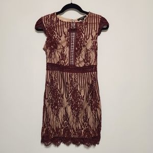 NWT Forever 21 Burgundy Nude Lace Dress Size S